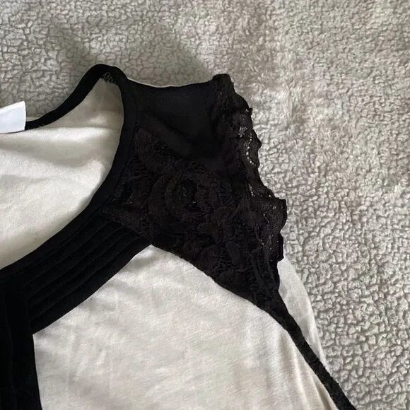 Elle kohls black and white sleeveless work career blouse top small - Picture 7 of 7